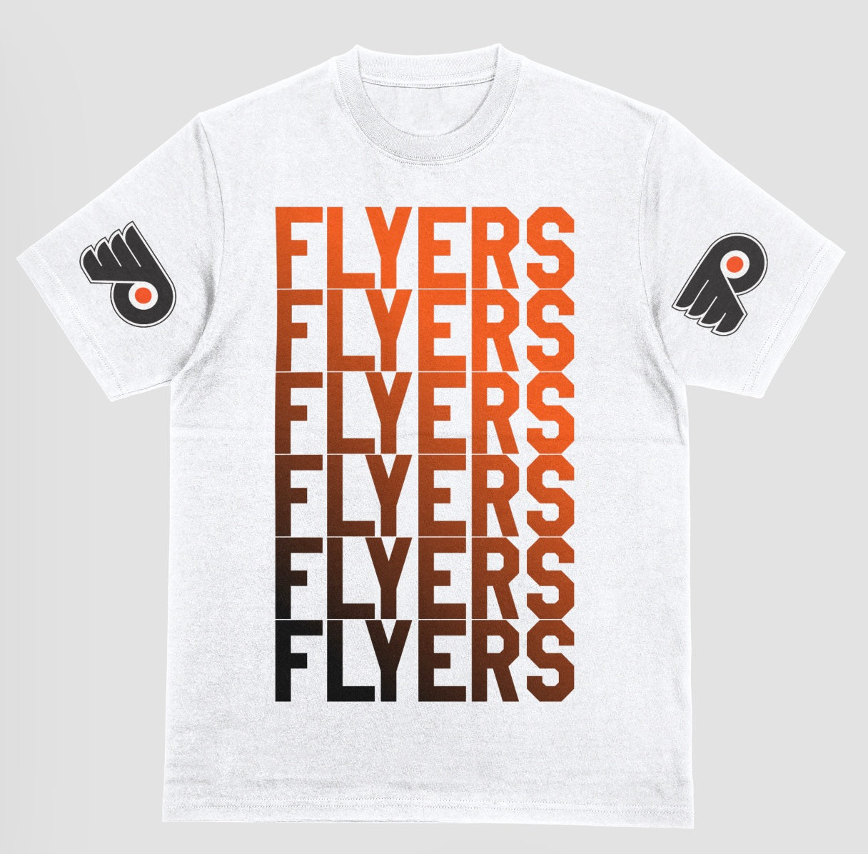 Flyers fade left to right with logo on sleeve short sleeve t-shirt