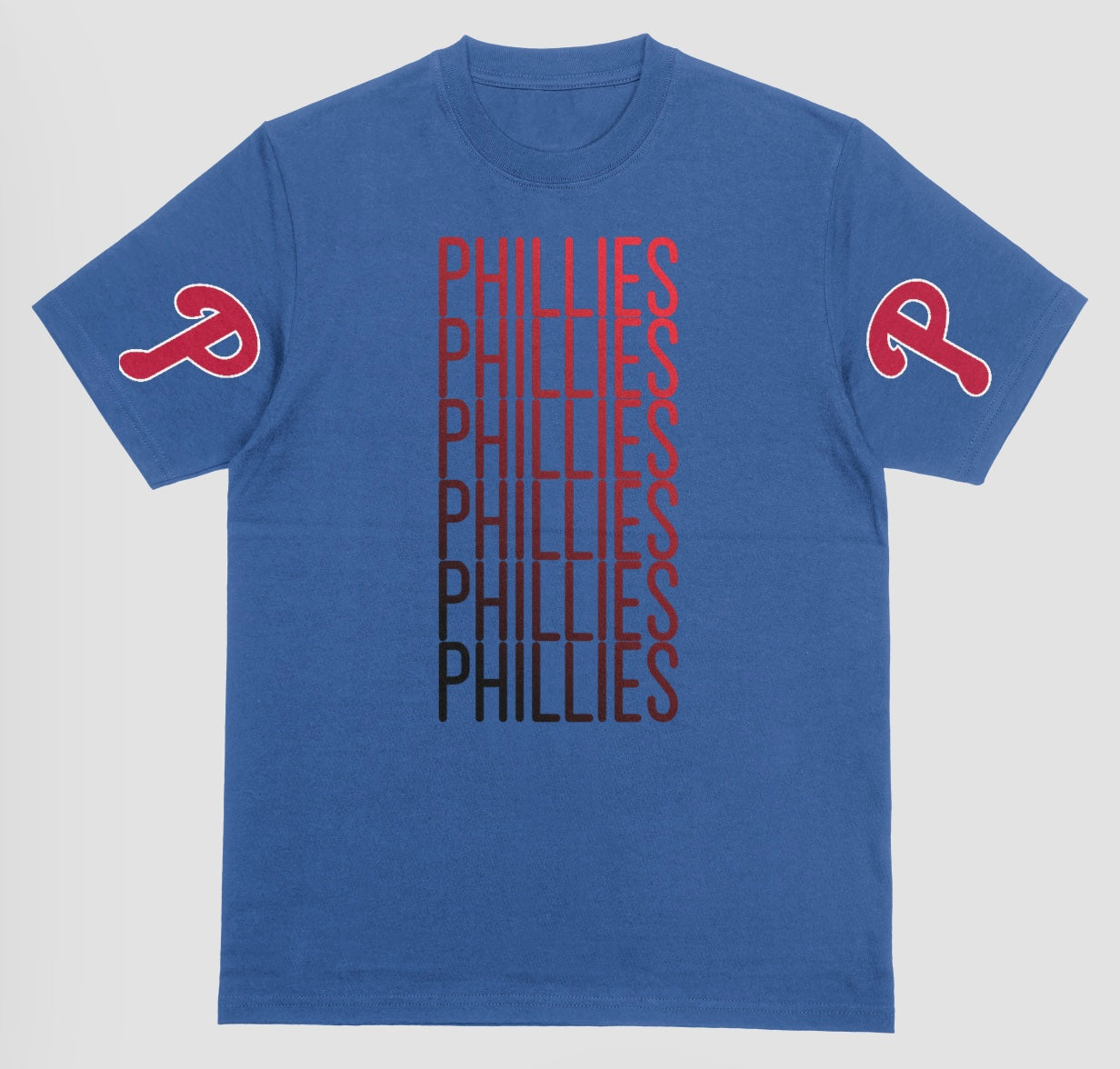 Phillies Fade left to right with logo on sleeve short sleeve t-shirt