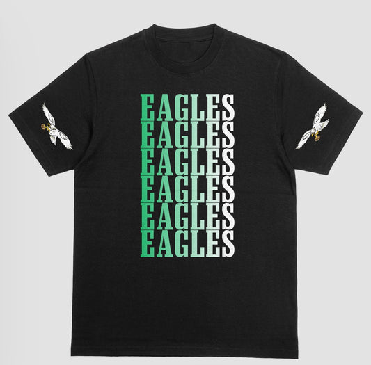 Eagles right to left fade with logo on sleeve short sleeve t-shirt