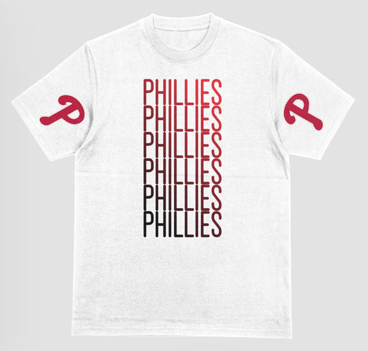 Phillies Fade left to right with logo on sleeve short sleeve t-shirt